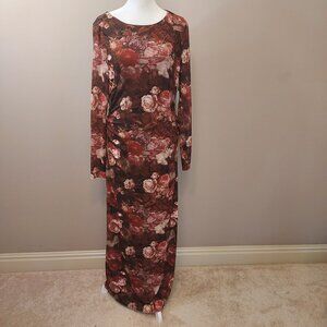 Stevie by  Steve Madden Long Sleeve Floral Maxi Dress Size XL